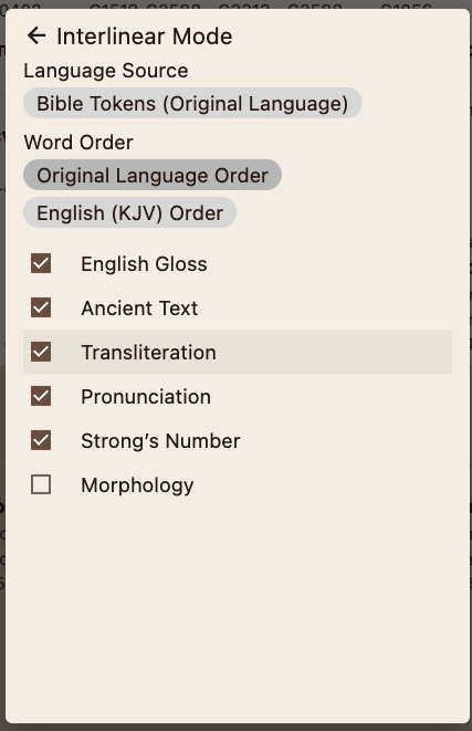 Interlinear Settings