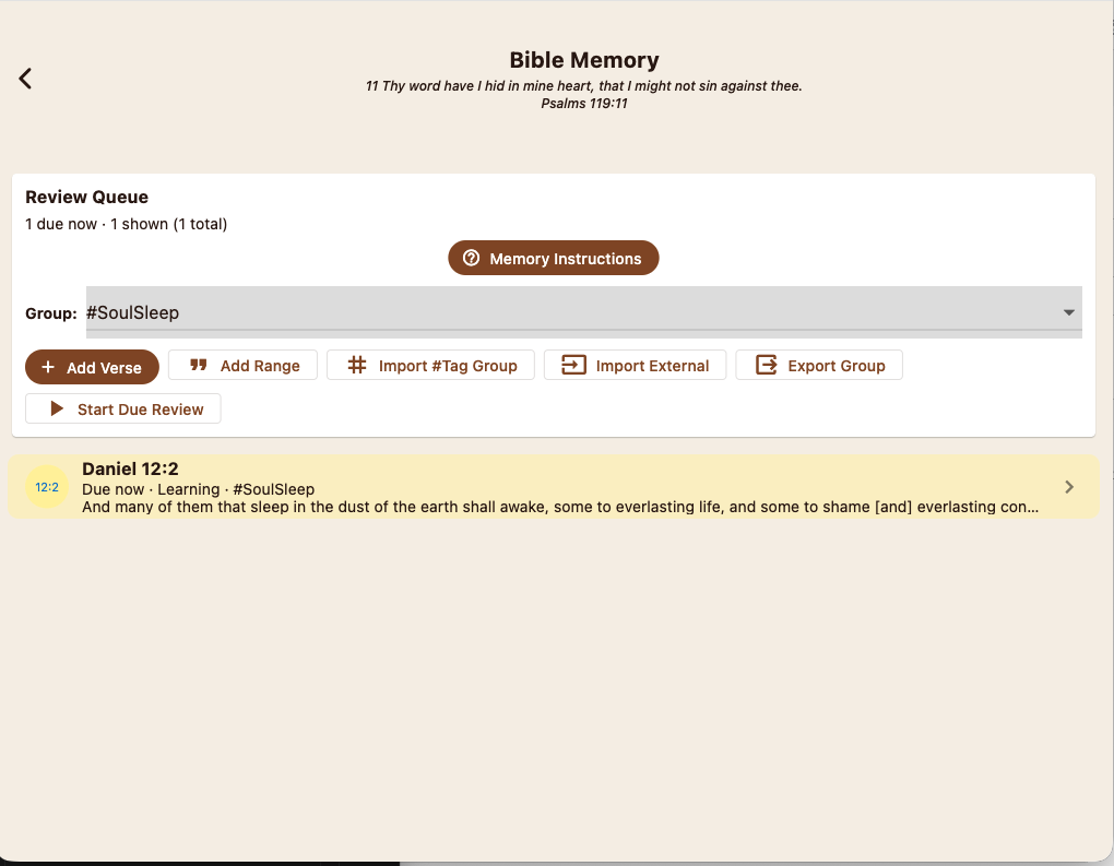 Bible Memory Queue