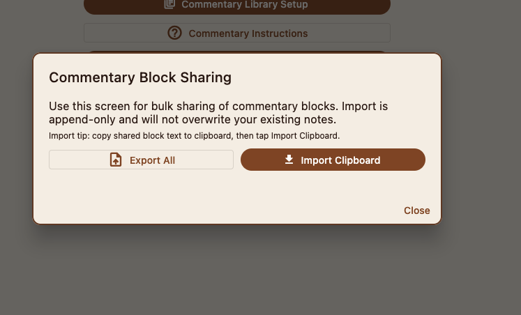 Commentary Block Sharing